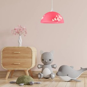 Lampada per bambini rosa con paralume in vetro ø 30 cm Mariposa - LAMKUR