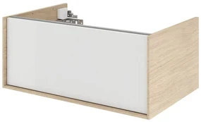 Mobile da bagno sotto lavabo SENSEA Neo Frame bianco e rovere naturale laccato lucido L 75 x H 32 x P 48 cm 1 cassetto, lavabo non incluso