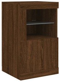 Credenza con Luci LED Rovere Marrone 142,5x37x67 cm