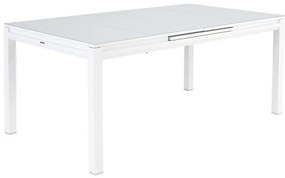 Tavolo da giardino allungabile Odyssea II NATERIAL in alluminio bianco con piano in vetro per 6 persone 180/240x100cm
