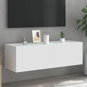 Mobile tv a parete con luci led bianco 100x35x31 cm