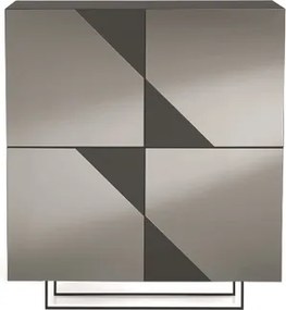 Madia credenza 4 ante in vetro specchio Fum cassa Antracite ARTE 120 con piedini sagomati