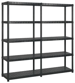 Scaffale A 5 Ripiani Nero 170x40x185 Cm İn Plastica /
