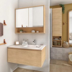 Mobile bagno con lavabo L 120 x H 40 x P 48 cm rovere chiaro per vasca a destra Natural