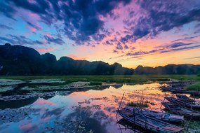 Stampa su tela – Tramonto romantico sulle montagne