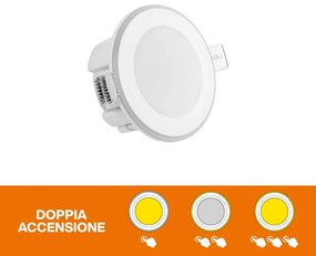 Faretto LED da incasso 5,5W Doppia Accensione - Foro Ø66mm Colore  Bianco Naturale 4.000K