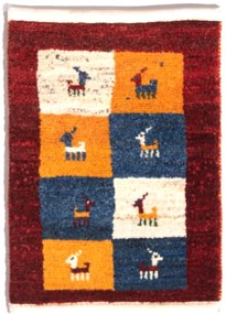 Gabbeh Tappeto 60x40 Rosso (Iran) Annodato A Mano
