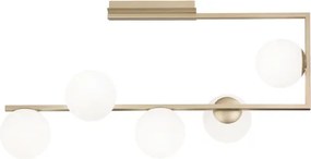 Plafoniera in metallo Oro e diffusori in vetro Bianco a 5 luci MONILE 85x47 cm