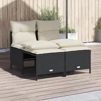 Set Divani da Giardino 4 pz con Cuscini Nero in Polyrattan 368371