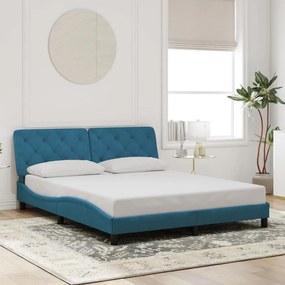 Giroletto Con Testiera Blu 160x200 Cm İn Velluto /