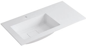 Lavabo a incasso rettangolare vasca a sinistra L 90.5 x H 15 x P 46 cm in resina bianco lucido