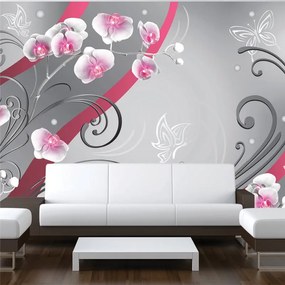 Fotomurale  Orchidee rosa una variazione  Colore Grigio, Dimensioni e Misure 250x175