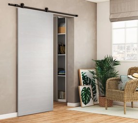Porta scorrevole Honey in mdf bianco, L 93 x H 212 cm, con binario Loft nero Reversibile