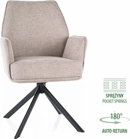 Sedia Hugo Brego in tessuto beige chiaro – 58x46x90 cm