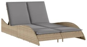 Lettino Prendisole con Cuscini Beige 114x205x73 cm Polyrattan