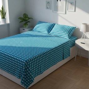 Completo letto matrimoniale quadri azzurri