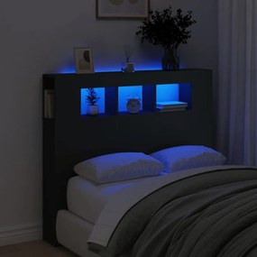 Testiera Led Nera 120x18,5x103,5 Cm Legno Multistrato /