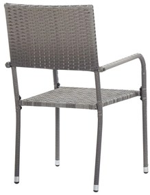 Set mobili da pranzo per giardino 3 pz polyrattan grigio