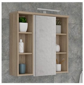 Mobile da bagno a parete con specchio VENOM bianco/rovere sonoma