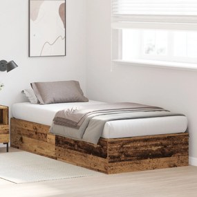Struttura letto con contenitore in legno invecchiato 80x200 cm