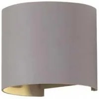 Lampada LED da Muro Arrotondata Doppio LED COB 6W Colore Grigio Satinato Fascio Luminoso Regolabile 4000K IP65