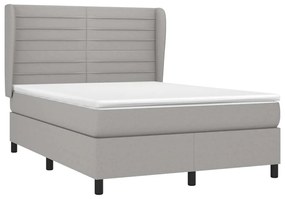 Giroletto a molle con materasso grigio chiaro 140x190cm tessuto