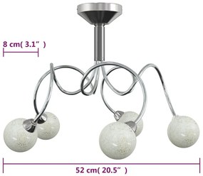 Lampada Soffitto con Paralumi Tondi in Vetro per 5 Luci LED G9