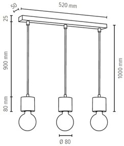 Spot-Light 71689304 - Lampadario a sospensione con filo PINO 3xE27/60W/230V