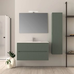 Mobile bagno verde opaco 100 cm cannettato Riga