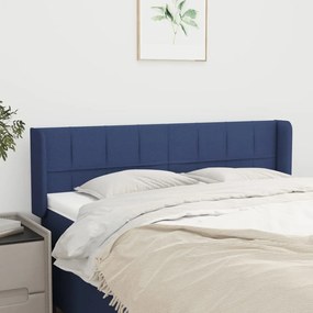 Testiera Ad Orecchio Blu 147x16x78/88cm İn Tessuto /