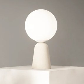 Lumetto da tavolo ROCK in cemento Bianco e vetro satinato 15x30 cm