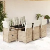 Set da Bistr da Giardino 9 pz con Cuscini Beige in Polyrattan 3277105