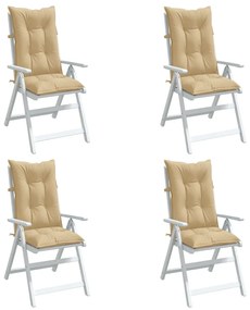Cuscini Sedia Schiena Alta 4 Beige Mélange 120x50x7 Tessuto /