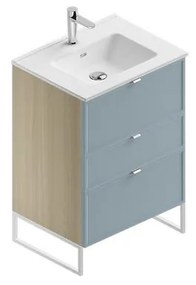 Mobile sottolavabo e lavabo Quadra per vasca centrale natura/cielo in mdf L 60 x H 93 x P 46 cm 3 cassetti