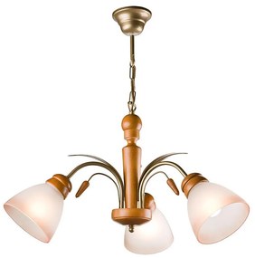 Lampadario a catena TULIPAN 3xE27/60W/230V faggio