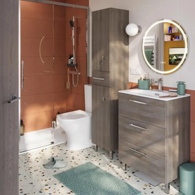 Mobile bagno a terra con lavabo L 60 x H 73 x P 40 cm rovere grigio truciolare 3 cassetti | Remix