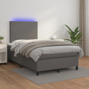 Giroletto Molle Con Materasso E Led Grigio 120x200cm Similpelle /