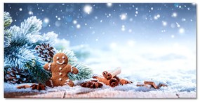 Quadro acrilico Albero di Natale della neve del pan di zenzero di Natale 100x50 cm