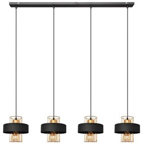 Lampadario a sospensione con filo VOLTA 4xE27/15W/230V nero/oro