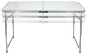 Tavolo da campeggio pieghevole + 4x sedia bianco/cromo