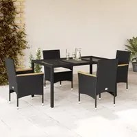 Set da Pranzo da Giardino con Cuscini 5 pz Polyrattan e Vetro 3278647