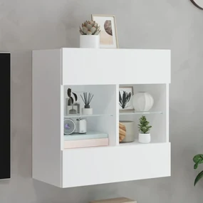 Mobile tv a parete con luci led bianco 58,5x30x60,5 cm