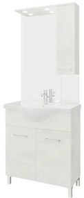 Mobile sottolavabo e lavabo con sifone Symoa per vasca centrale legno bianco in truciolare L 75 x H 81.5 x P 50.5 cm, 2 ante