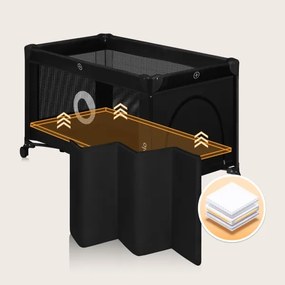 Lionelo - Lettino da viaggio STEFI Nero Carbonio