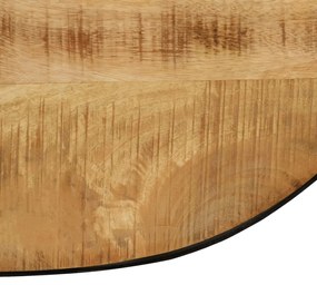 Tavolino ovale in massello grezzo di mango e acciaio 100 cm