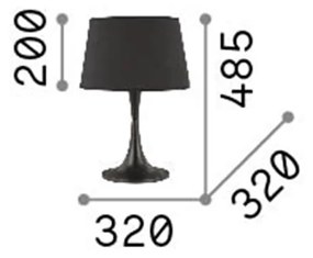 Lampada Da Scrivania-Ufficio Moderna London Metallo Nero 1 Luce E27 Big