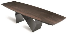 Tavolo allungabile 300 cm con base metallo Nero e piano Rovere Termico WALL