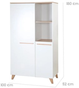 Armadio per bambini bianco con effetto rovere 52x180x180 cm Léon – Roba