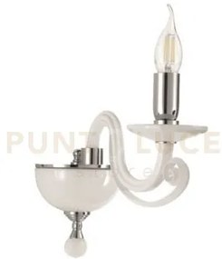 Applique cherubini 1 luce bianco e cromo attacco e14 h.22cm