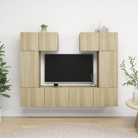Set Di Mobili Porta Tv 6 Pz Rovere Sonoma İn Legno Multistrato /
